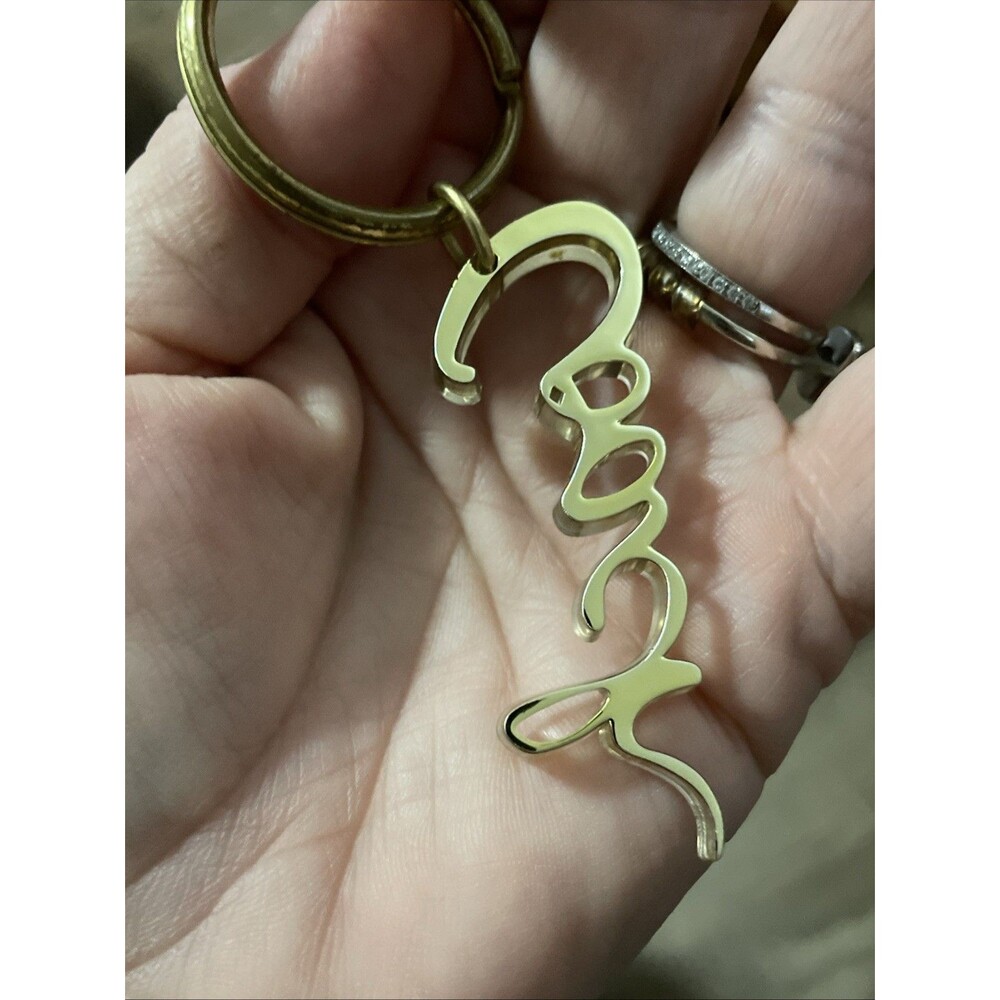 Coach Poppy Era HangTag Fob Logo Charm Keychain Gold Acrylic 2.5” - Picture 5 of 6